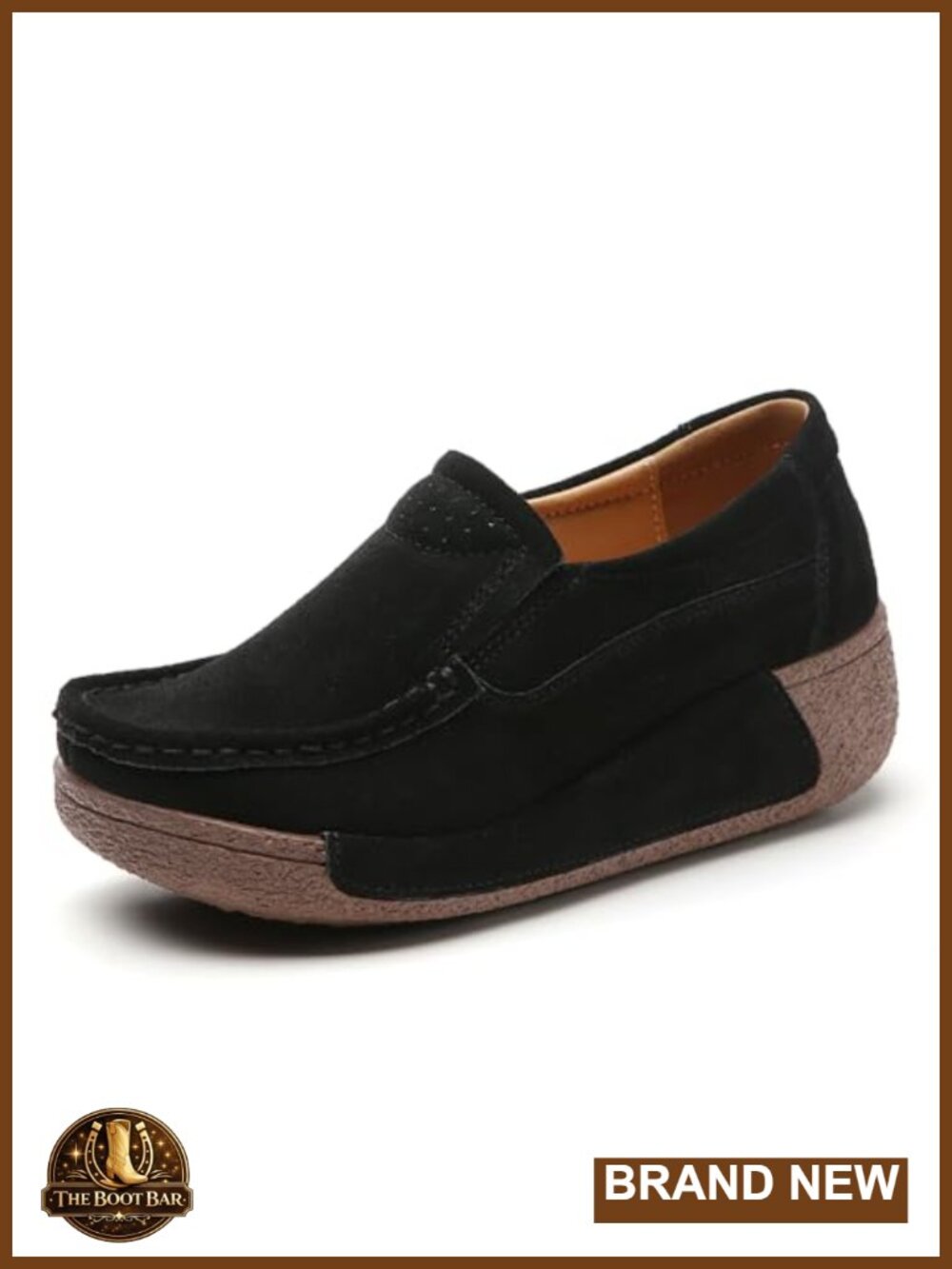 Women's Suede Platform Loafers Slip-On Wedge Shoes Comfortable Work Shoes